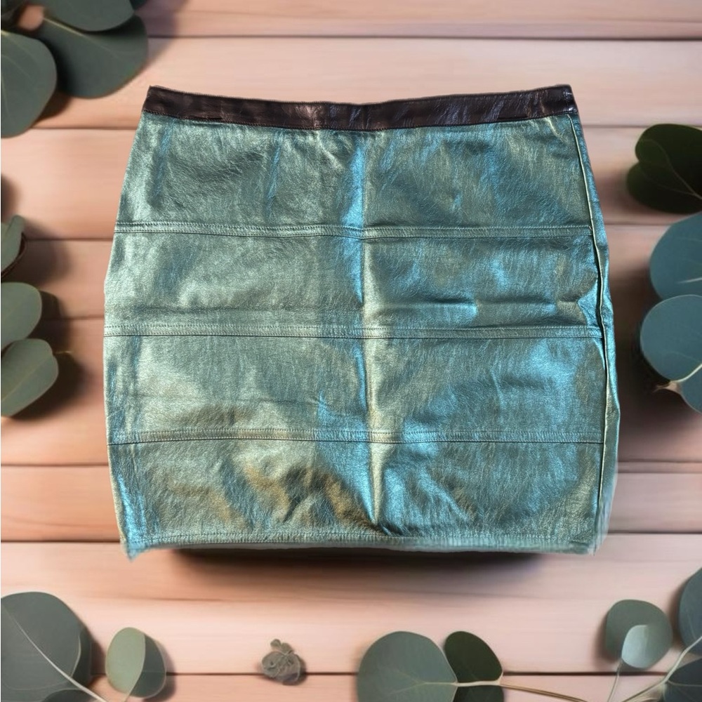 NWT Metallic faux leather skirt by HAVE - Picture 2 of 3